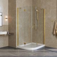 Душевой уголок Vegas Glass AFS-F Lux 120*80 09 01 R профиль золото, стекло прозрачное