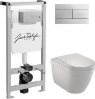 Инсталляция Jacob Delafon E5504-NF + кнопка смыва E4316-CP хром + унитаз подвесной Jacob Delafon Rodin EDC102-00 с сиденьем Rodin 8321K-00