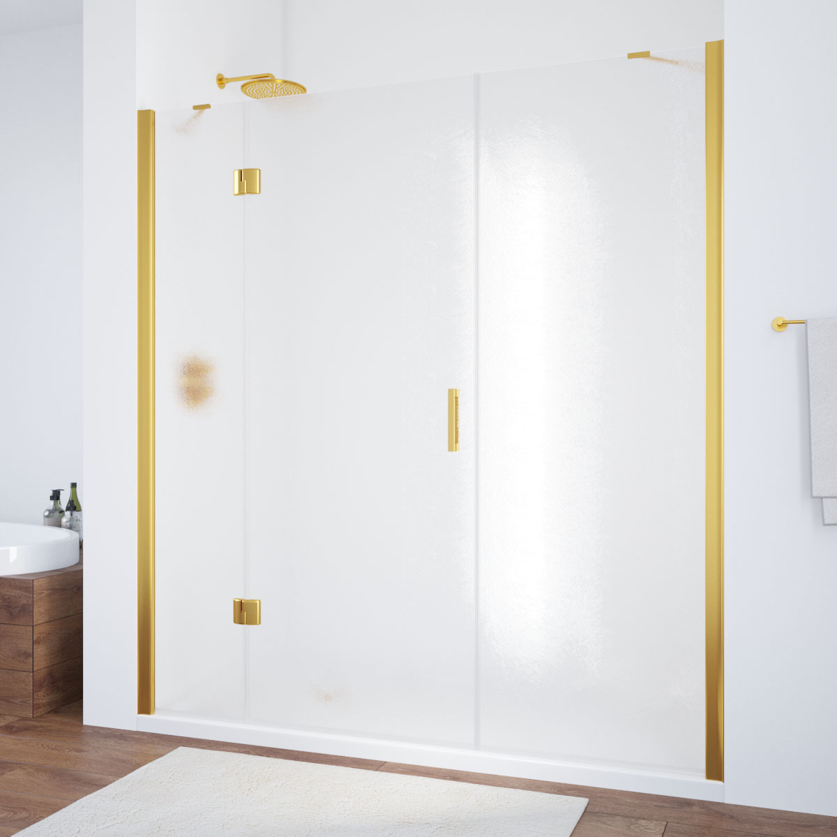 Душевая дверь в нишу Vegas Glass  AFP-F TUR NOVO h1890 200 09 02 L, профиль золото глянцевое, стекло шиншилла