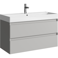 Тумба с раковиной Aqwella 5 stars Geometria 100 подвесная, 2 ящика, серый туман