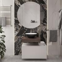 Мебель для ванной Stworki Ольборг 60 столешница дуб карпентер, без отверстий, с тумбой 80, с раковиной Vitra Water jewels