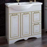 Тумба с раковиной Sanflor Адель 82 белая, патина золото, R