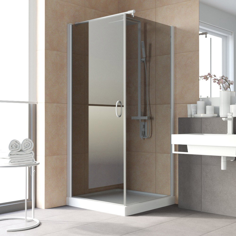 Душевой уголок Vegas Glass EP-Fis LUX 90*80 01 07 L, профиль белый, стекло графит