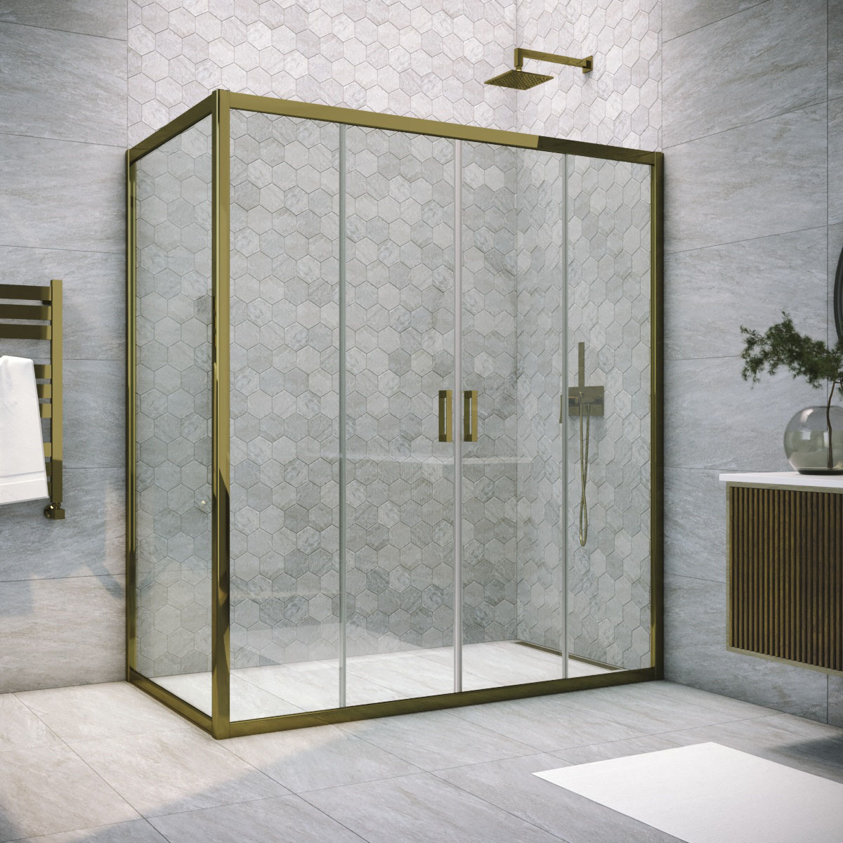 Душевой уголок Vegas Glass Z2P+ZPV TUR NOVO h1900 165*75 05 crystalvision, профиль бронза, стекло crystalvision