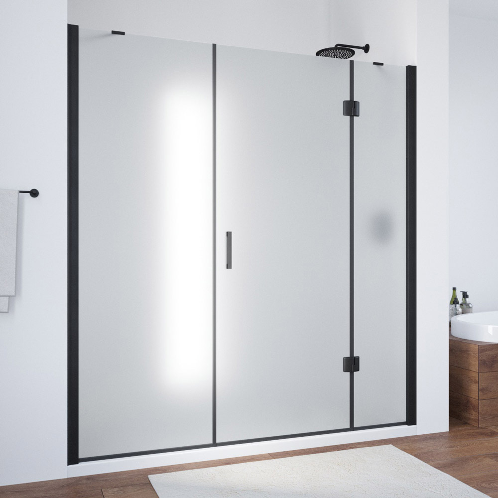 Душевая дверь в нишу Vegas Glass AFP-F NOVO 190 02М 10 R, профиль черный матовый, стекло сатин