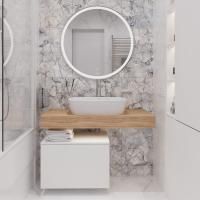 Мебель для ванной Stworki Ольборг 100 столешница дуб французский, без отверстий, с тумбой 50, с раковиной Vitra Shift