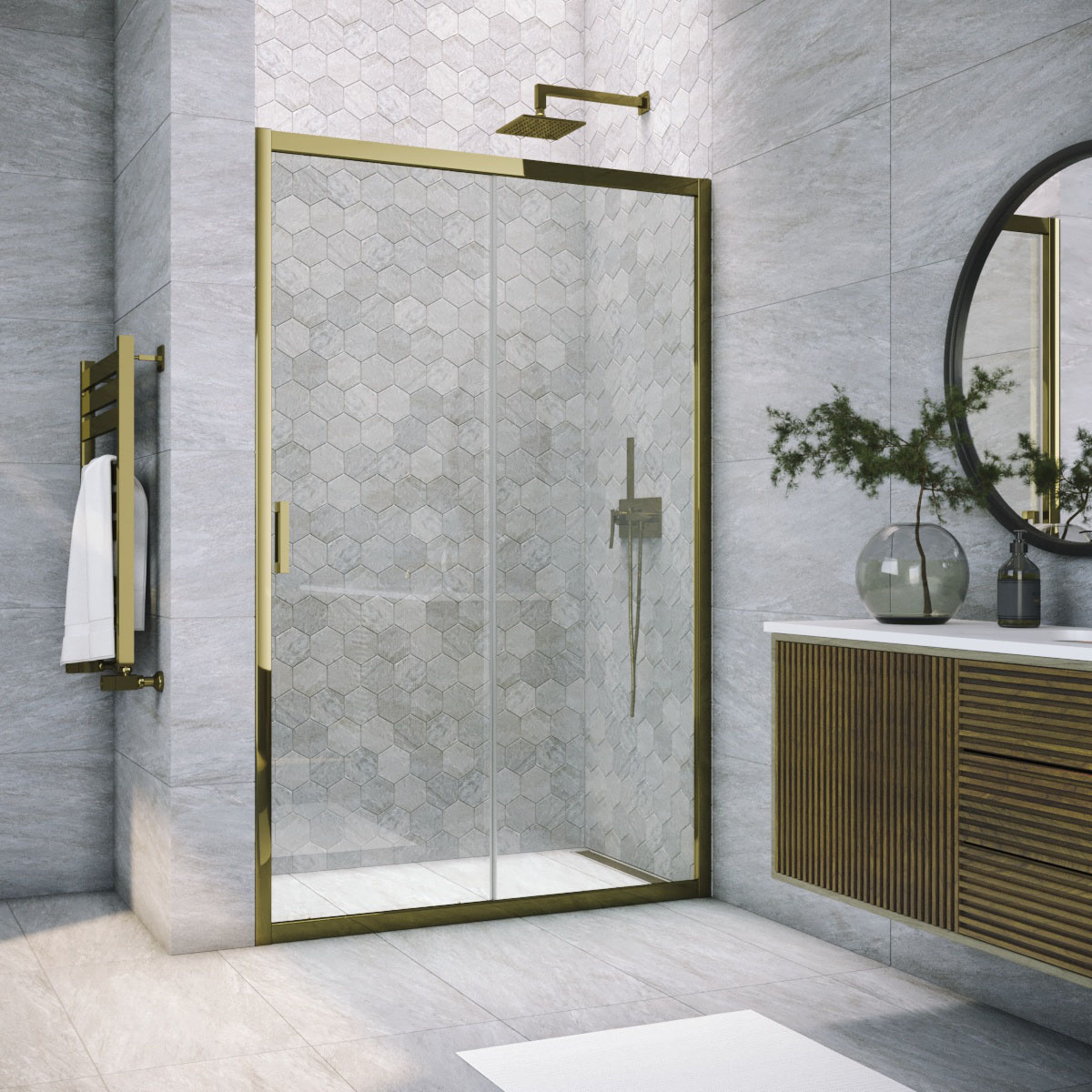 Душевая дверь в нишу Vegas Glass ZP TUR NOVO h1900 165 05 01, профиль бронза, стекло прозрачное