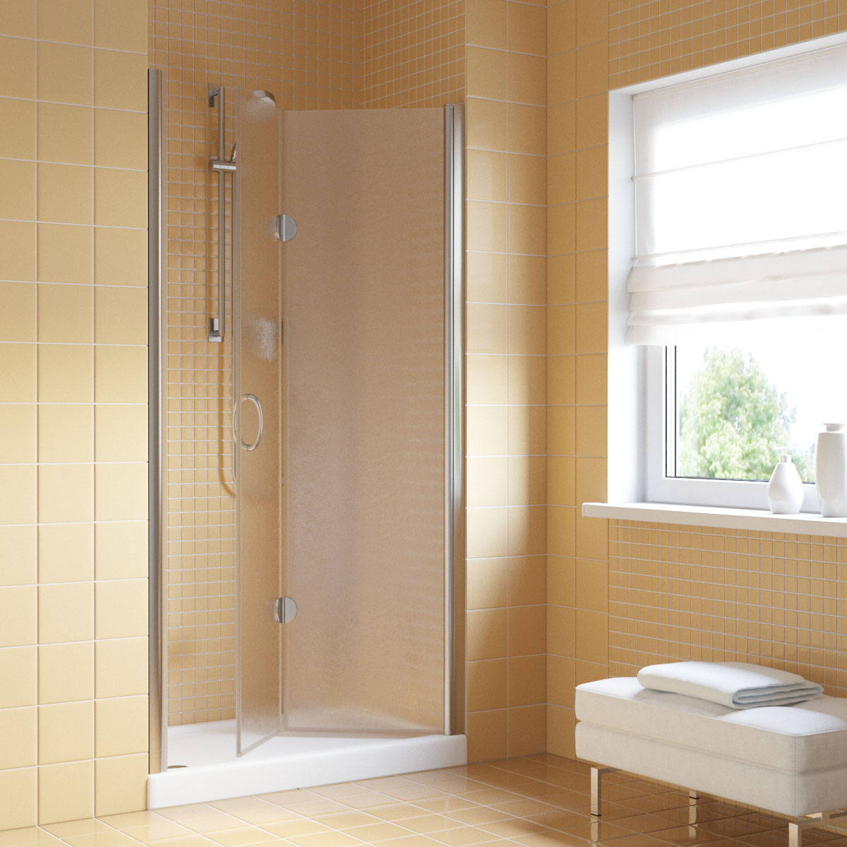 Душевая дверь в нишу Vegas Glass  GPS LUX 90 08 02 R, профиль глянцевый хром, стекло шиншилла