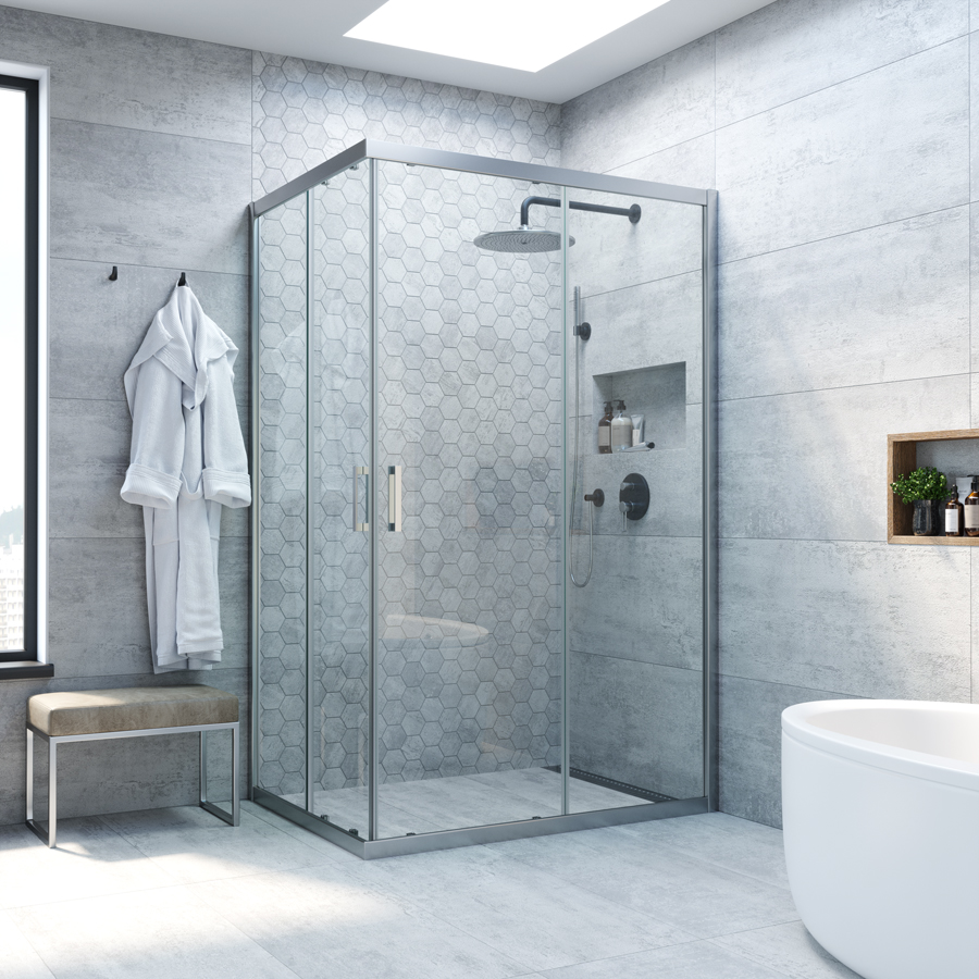 Душевой уголок Vegas Glass ZA-F NOVO 95*80 07 crystalvision, профиль матовый хром, стекло crystalvision