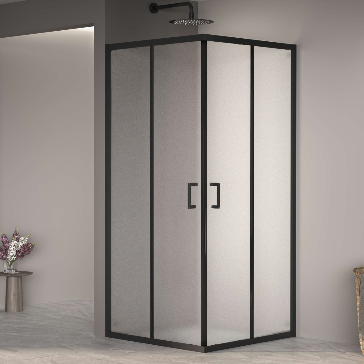 Душевой уголок RGW Passage PA-030B 900х900х1950 профиль черный, стекло матовое