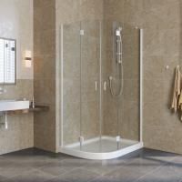 Душевой уголок Vegas Glass AFS-F LUX 110*80 01 crystalvision R профиль белый, стекло crystalvision