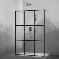 Душевая перегородка RGW Walk In WA-018B 140х200 профиль черный, стекло прозрачное