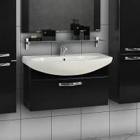 Тумба под раковину Aquaton Ария 80 черный глянец