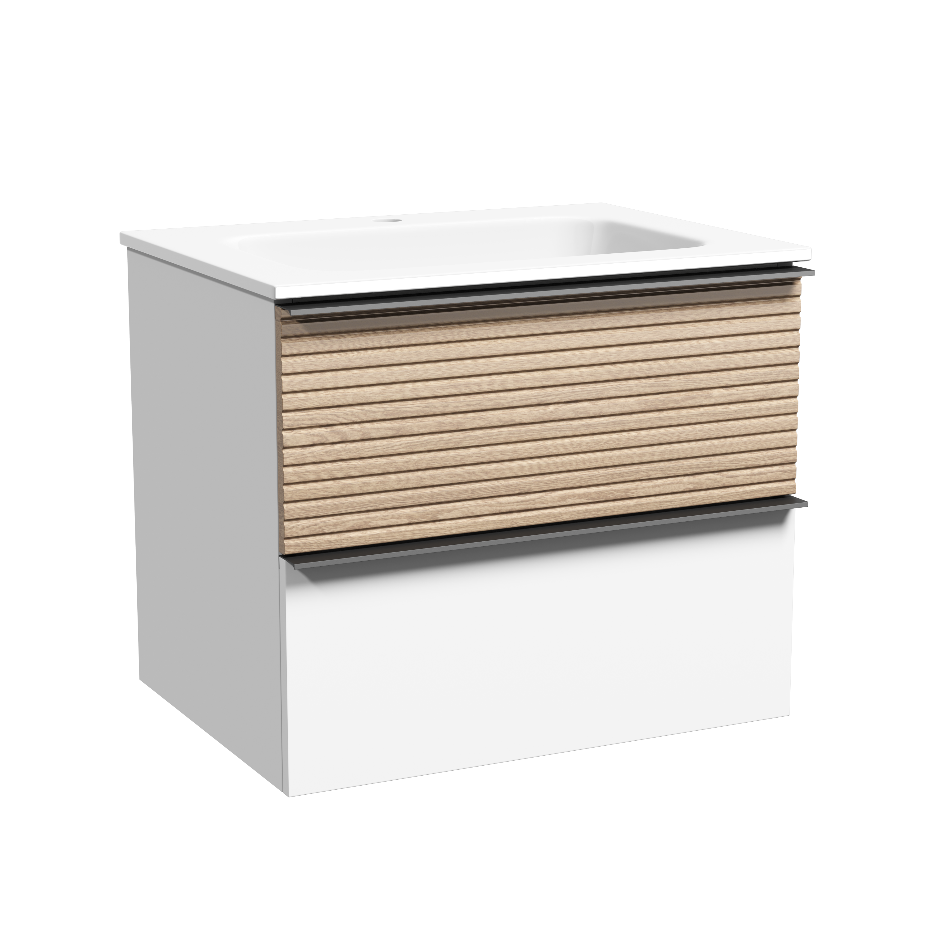 Тумба с раковиной Sancos Delta 60 дуб светлый/белый, DL60W