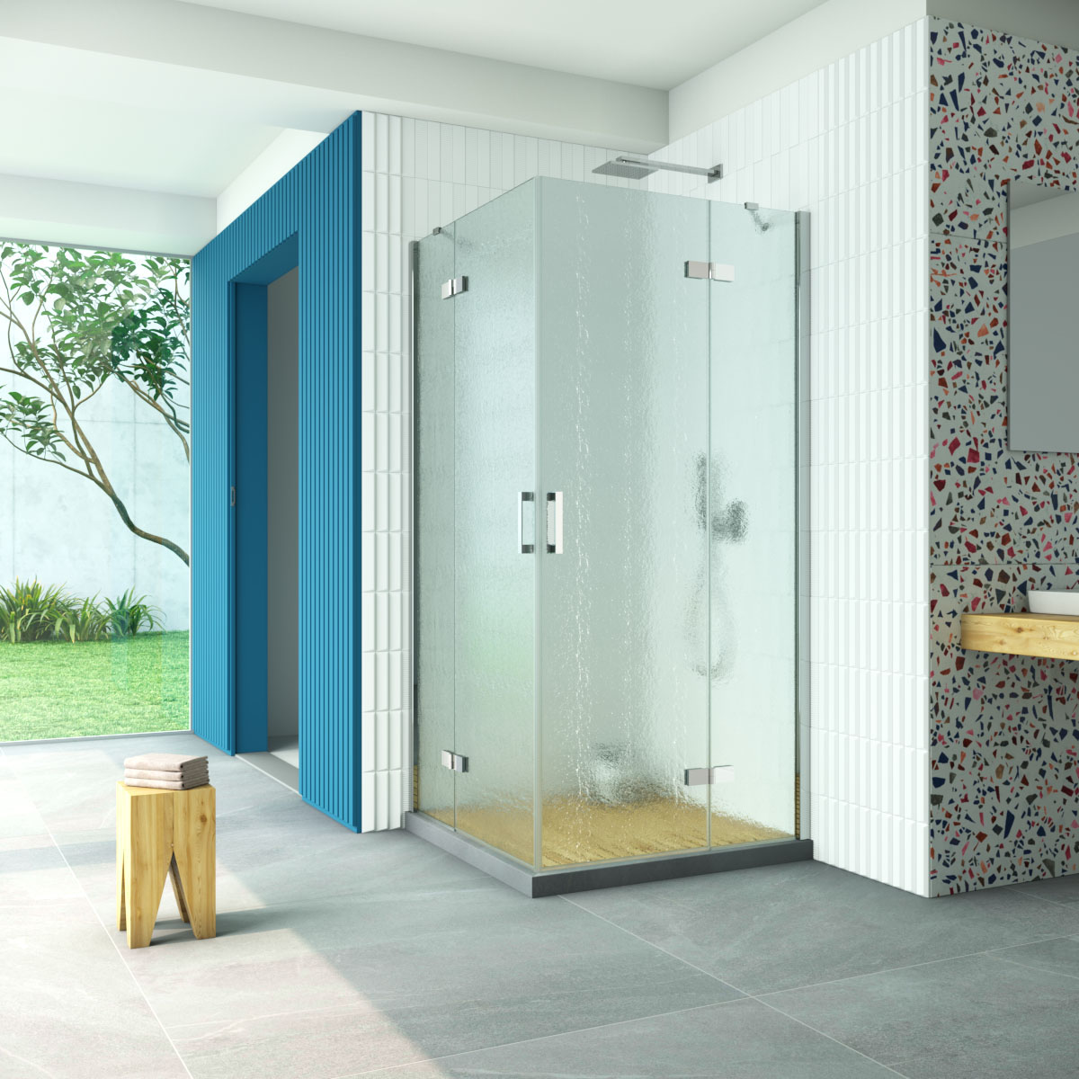 Душевой уголок Vegas Glass AFA Retta 90 08 02, профиль глянцевый хром, стекло шиншилла