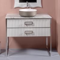 Тумба с раковиной Armadi Art Monaco 100 столешницей из мрамора белая, хром