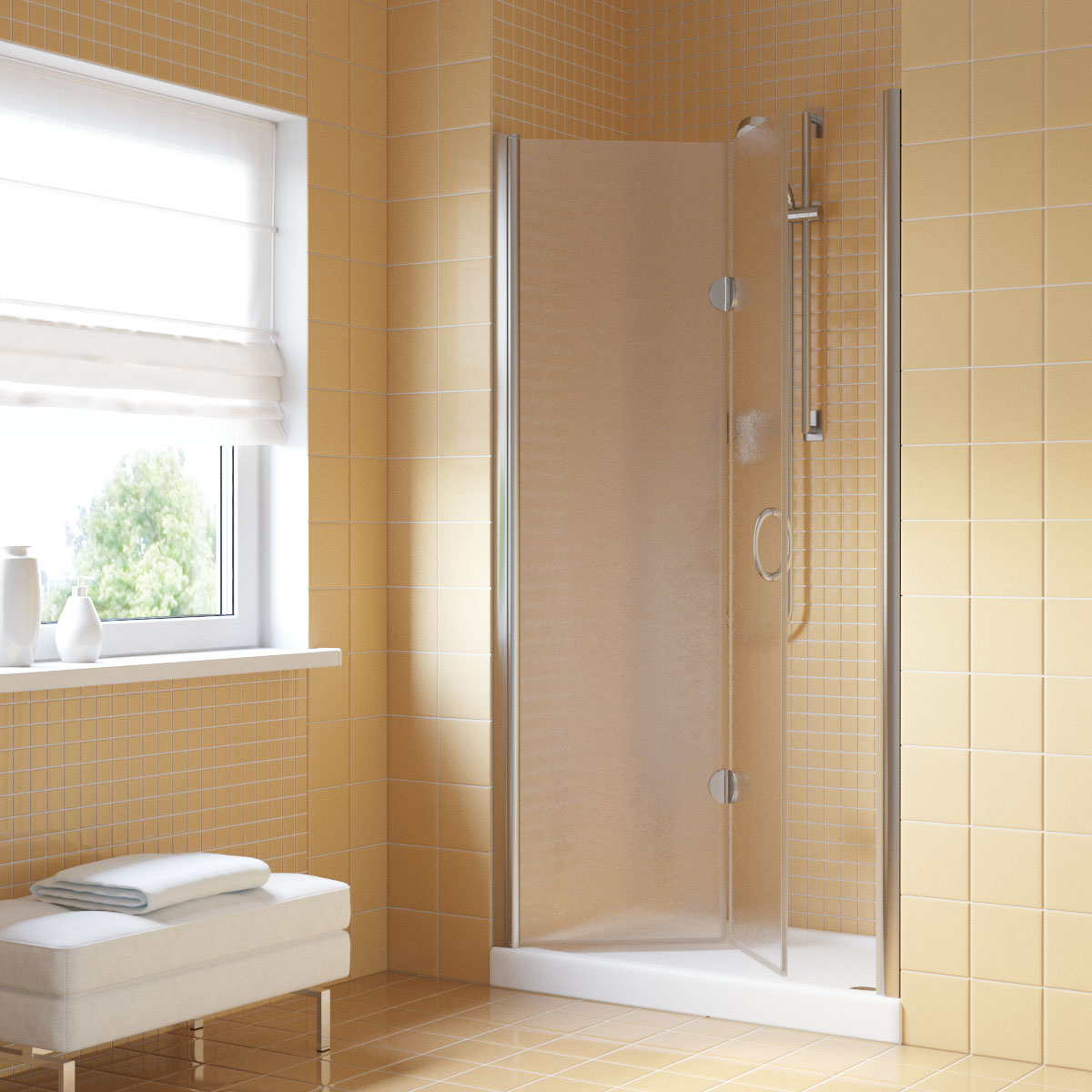 Душевая дверь в нишу Vegas Glass  GPS LUX 95 08 02 L, профиль глянцевый хром, стекло шиншилла