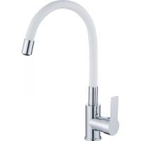 Смеситель для кухни Haiba HB70112-8 с гибким изливом, белый/хром