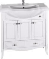 Тумба под раковину ASB-Woodline Салерно 80 белая, патина серебро