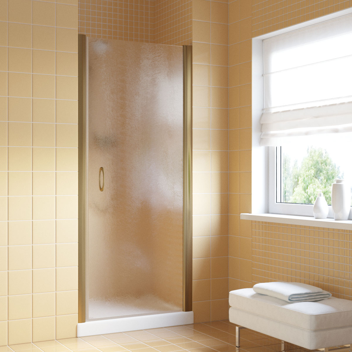 Душевая дверь в нишу Vegas Glass  EP LUX 90 05 02 R, профиль бронза, стекло шиншилла