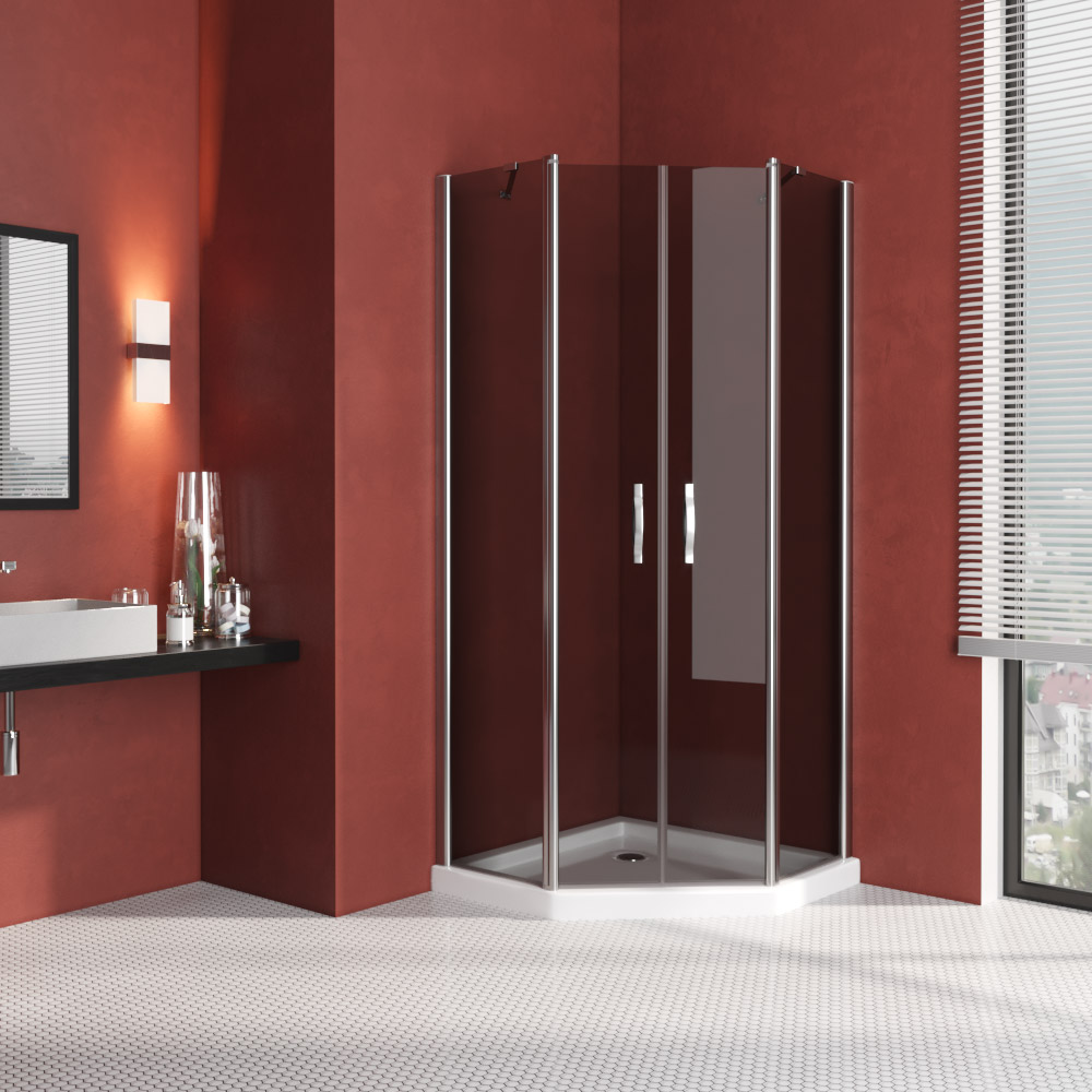 Душевой уголок Vegas Glass EFA-Pen LUX 90 08 07, профиль глянцевый хром, стекло графит