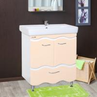 Тумба с раковиной Bellezza Мари Волна 80 белая/бежевая