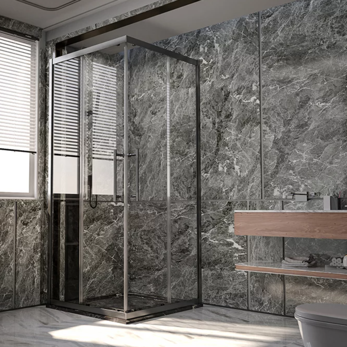 Душевой уголок Veconi Premium Trento PTC-20GR 100x90, профиль графит