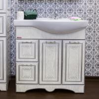 Тумба с раковиной Sanflor Адель 82 белая, патина серебро, L