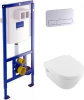 Инсталляция Villeroy & Boch 9224 6100 + кнопка Viconnect 9224 9061 хром + унитаз подвесной Villeroy & Boch Omnia Architectura 5684HR01 alpin