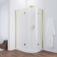 Душевой уголок Vegas Glass AFS-F 90*80 09 10 L профиль золото глянцевое, стекло сатин