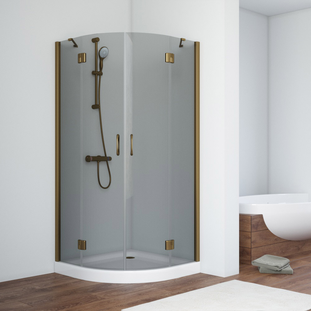Душевой уголок Vegas Glass AFS TUR NOVO h1890 90 05 07 R, профиль бронза, стекло графит