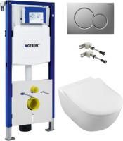Инсталляция Geberit Duofix UP320 111.300.00.5 + кнопка Geberit Sigma 01 115.770.46.5 хром + унитаз подвесной Villeroy & Boch Subway 2.0 5614R201 alpin