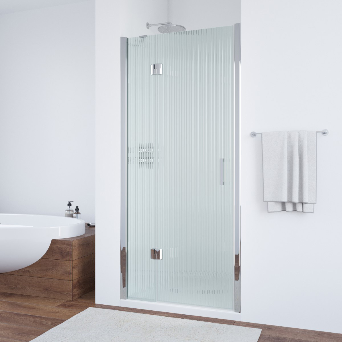 Душевая дверь в нишу Vegas Glass  AFP TUR NOVO h1890 95 08 Moru L, профиль глянцевый хром, стекло Moru