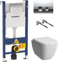 Инсталляция Geberit Duofix Delta 458.124.21.1 с кнопкой смыва + унитаз подвесной VitrA Shift с сидением