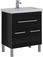 Тумба под раковину Aquanet Сиена 70 черная, 1 ящик, 2 двери