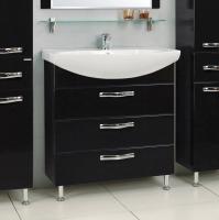 Тумба с раковиной Aquaton Ария Н 80 черный глянец, напольная