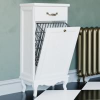 Тумба ValenHouse Лиора 40 белая с бельевой корзиной, фурнитура бронза