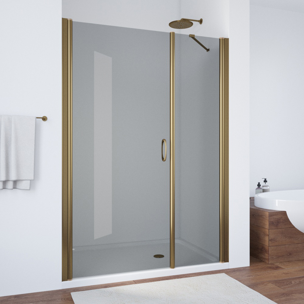 Душевая дверь в нишу Vegas Glass EP-F-2 150 05 07 L, профиль бронза, стекло графит