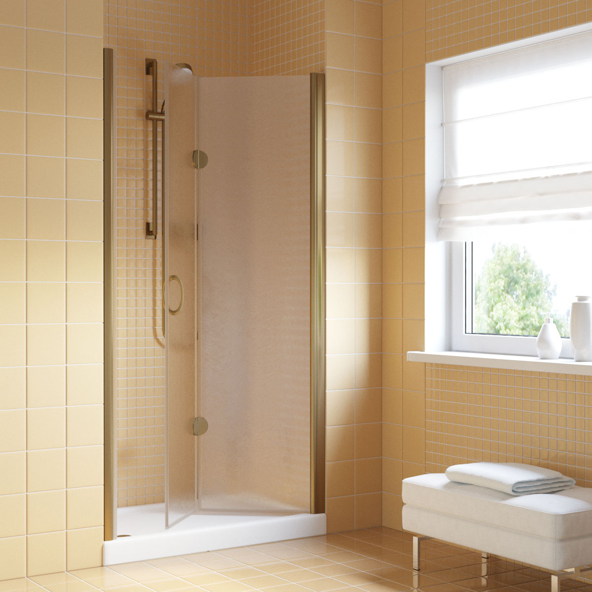 Душевая дверь в нишу Vegas Glass  GPS LUX 75 05 02 R, профиль бронза, стекло шиншилла