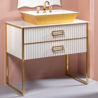 Тумба с раковиной Armadi Art Monaco 100 со столешницей белая, золото