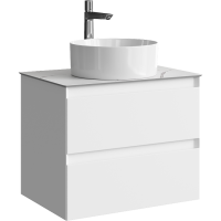 Тумба с раковиной Aqwella 5 stars Geometria 65 подвесная 2 ящика, белая, столешница белый мрамор