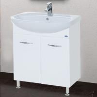 Тумба с раковиной Bellezza Стелла 65 прямая белая с бельевой корзиной