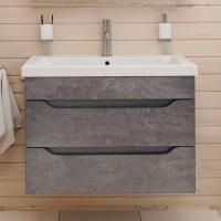 Тумба с раковиной Emmy Стоун 80 подвесная, серый бетон