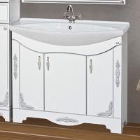 Тумба под раковину Misty Рига 105 белая с серебром