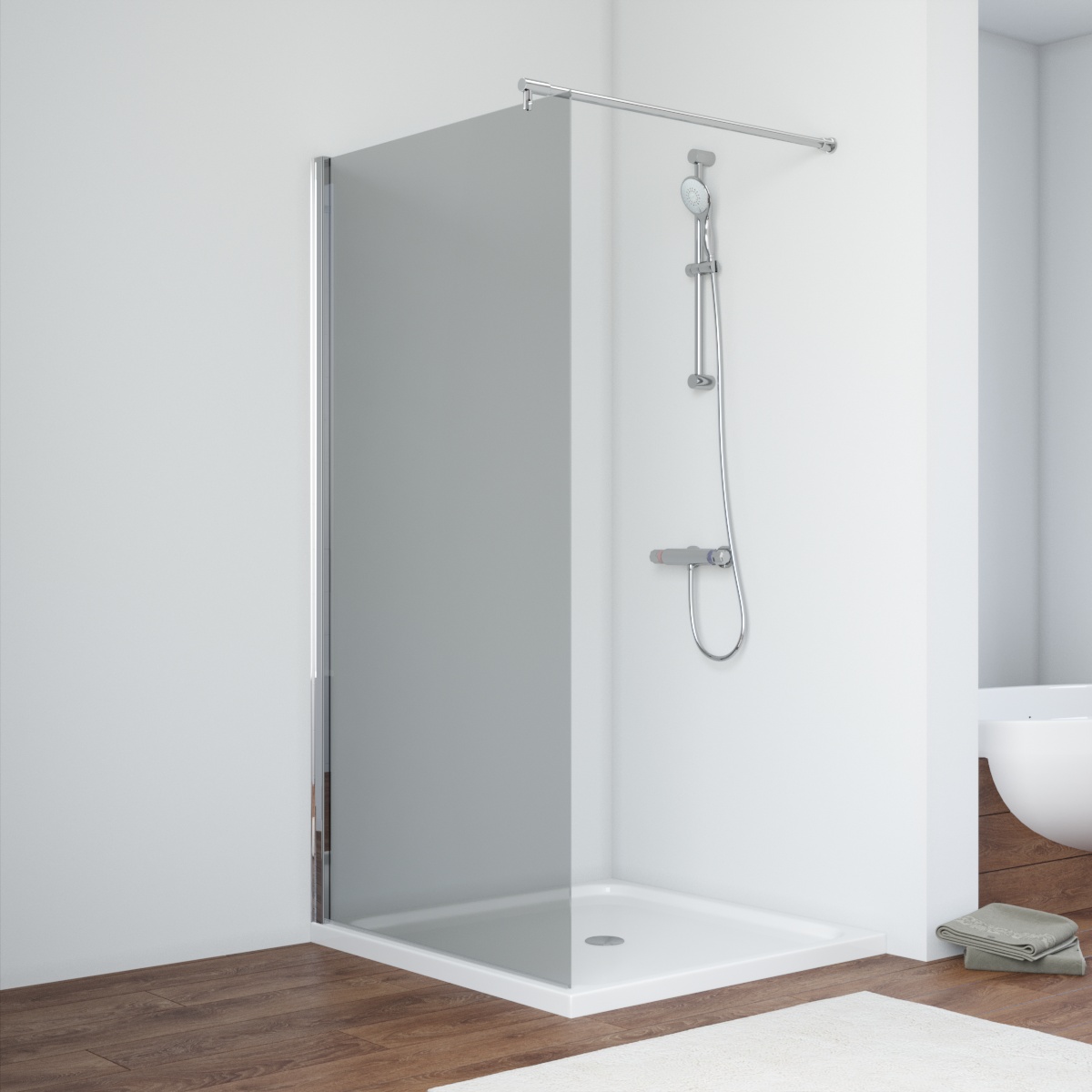 Душевая перегородка Vegas Glass EAF TUR NOVO 106 08 07, профиль глянцевый хром, стекло графит