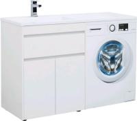Тумба с раковиной Aquanet Токио 130 L белая напольная, 1 ящик, 2 дверцы