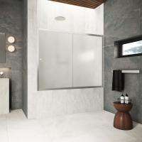 Шторка на ванну Vegas Glass ZV Protec 150 04 10, профиль никель, стекло сатин