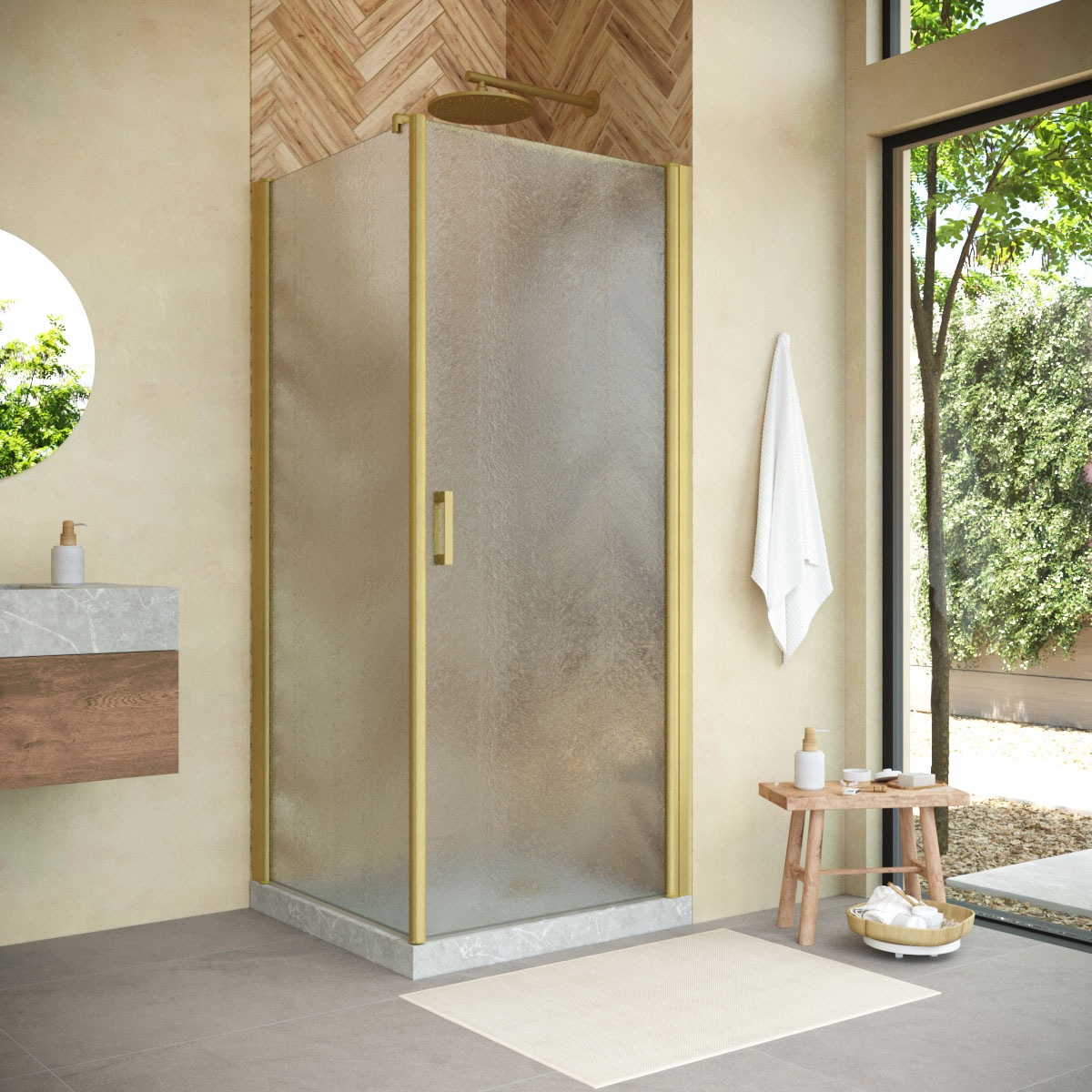 Душевой уголок Vegas Glass EP-FIS NOVO h2000 90*120 03 02 R, профиль золото матовое, стекло шиншилла