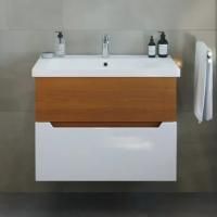 Тумба с раковиной Sanstar Valencia 80, подвесная, орех ноче эко, белый