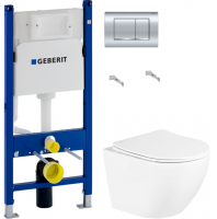 Инсталляция Geberit Duofix Delta 458.163.21.1 с кнопкой + унитаз подвесной Veconi Ento VEN-52T